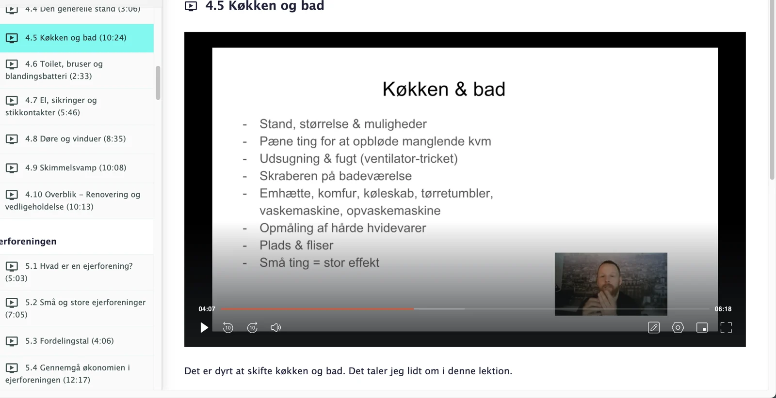 Blue Lobsters onlinekursus: Lektion om køkken og bad.
