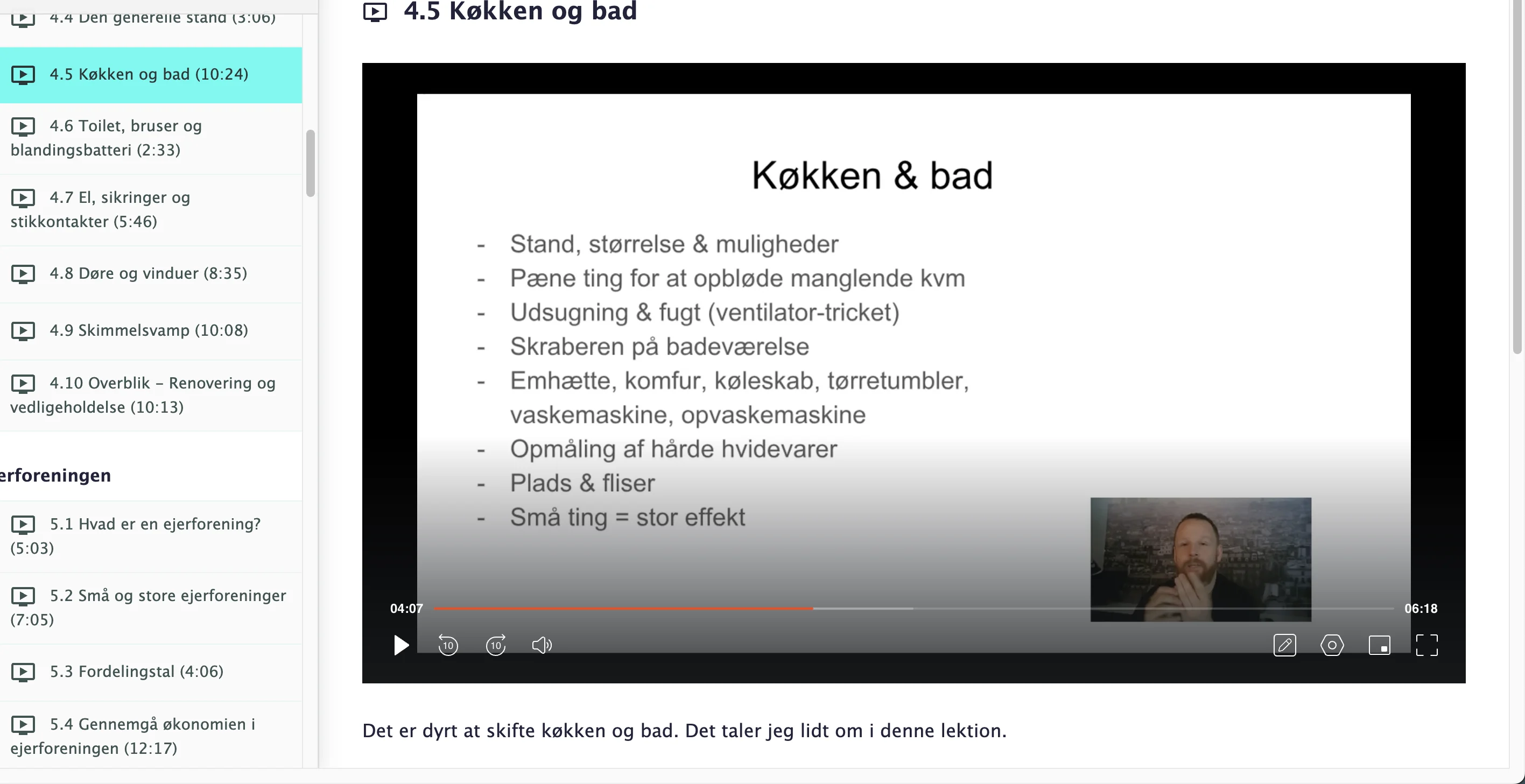 Blue Lobsters onlinekursus: Lektion om køkken og bad.